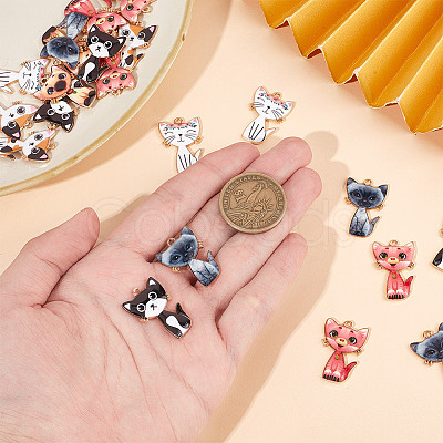 48Pcs 6 Styles Alloy Enamel Pendants ENAM-DR0001-04-1