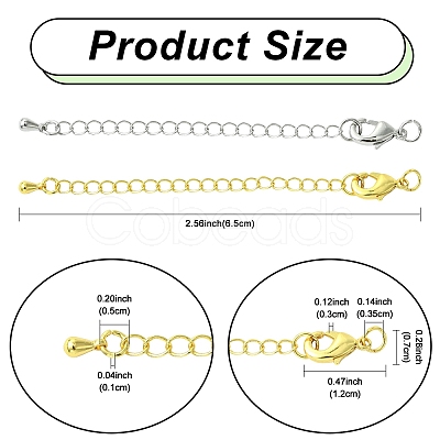 10Pcs Long-Lasting Plated Brass Chain Extender KK-YW0003-82G-1