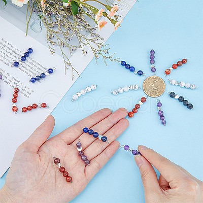 6 Set 5 Styles Natural Mixed Gemstone Pendants FIND-FH0005-66-1