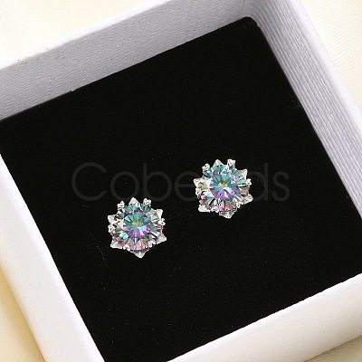 925 Sterling Silver Moissanite Rhinestone Stud Earrings EJEW-U042-05P-02-1