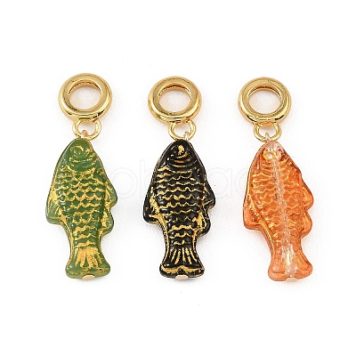 Brass Resin & Enamel European Dangle Charms KK-CBA217A-07G-1