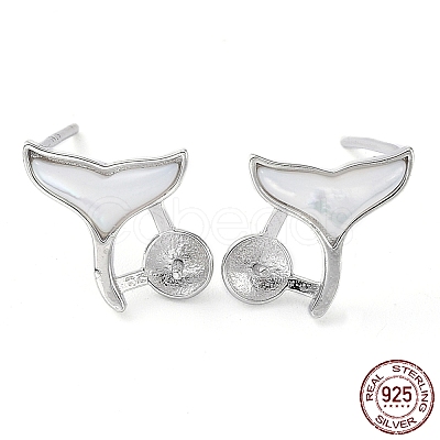 Rhodium Plated 925 Sterling Silver Stud Earring Findings STER-G036-02P-1