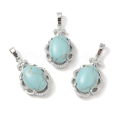 Synthetic Turquoise Oval Pendants G-NH0025-15P-28-1
