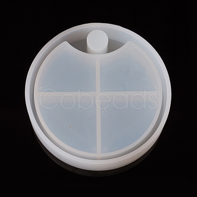 DIY 4 Compartments Round Layered Rotating Storage Box AJEW-WH0022-13-1
