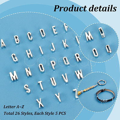Tibetan Style Alloy Alphabet Slide Charms TIBEP-PH0004-49AS-1