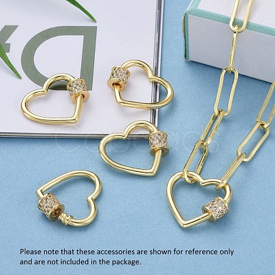 Brass Micro Pave Clear Cubic Zirconia Screw Carabiner Lock Charms ZIRC-E164-07G-1