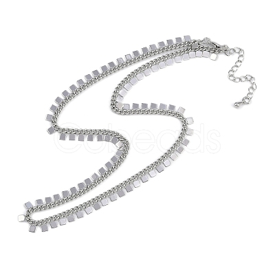 Rack Plating Brass Twisted Chain Square Tassel Necklaces for Women NJEW-K382-15A-P-1