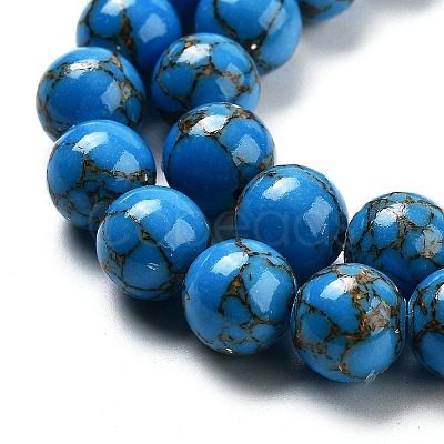 Synthetic Gold Line Turquoise Beads Strands G-H026-01E-02-1