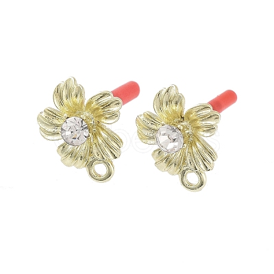 Rack Plating Golden Alloy with Rhinestone Stud Earring Findings EJEW-B036-02G-06-1