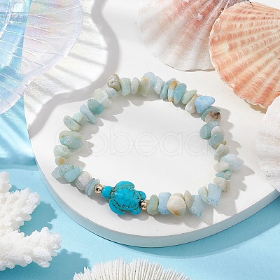 Natural Flower Amazonite Chip Beaded Stretch Bracelets BJEW-JB10689-04-1