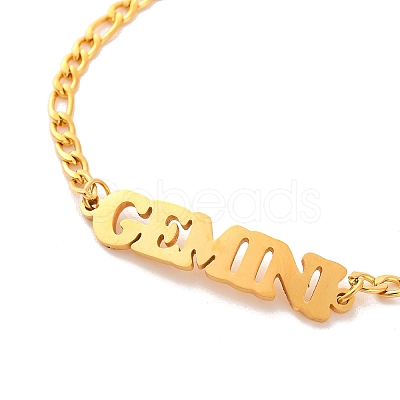Constellation 202 Stainless Steel Figaro Chain Link Bracelets for Women Men LS-AJEW-U006-01A-1