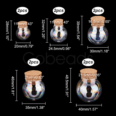 10Pcs 5 Style Iridescent Glass Dome Cover AJEW-PH0004-88-1