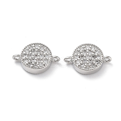 Rack Plating Brass Micro Pave Clear Cubic Zirconia Connector Charms KK-Z036-07P-1