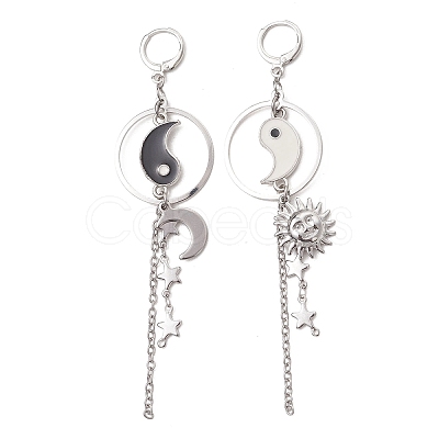 304 Stainless Steel & Brass Hoop Earrings EJEW-TA00802-1