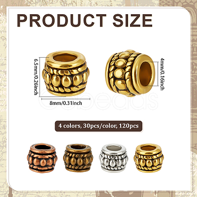 120Pcs 4 Colors Tibetan Style Alloy Beads FIND-PH0028-84-1