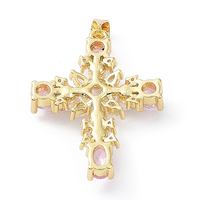 Brass Pave Cubic Zirconia with ABS Plastic Imitation Pearl Pendants KK-G467-01G-1