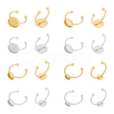 24Pcs 8 Styles Stainless Steel Ring Components STAS-UN0047-48-1
