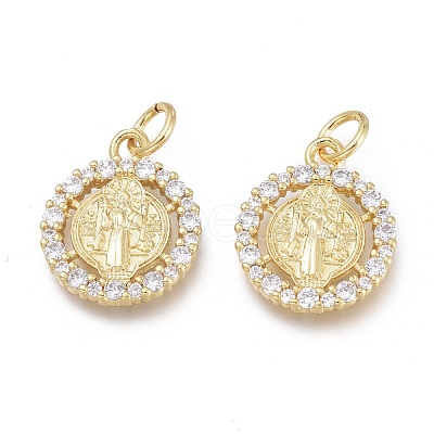 Brass Micro Pave Clear Cubic Zirconia Charms ZIRC-Q024-04G-1