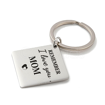Mother's Day Gift 201 Stainless Steel Word Remember I Love You Mom Keychains KEYC-E040-01P-02-1