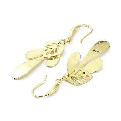 Rack Plating Brass Leaf Dnagle Earrings KK-C029-11G-1