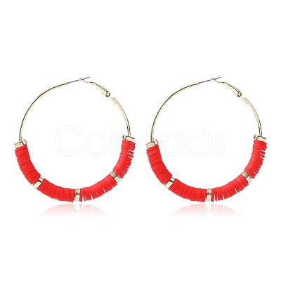 Bohemia Style Colorful Clay Beads Hoop Earrings JQ3310-12-1