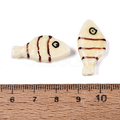 Hand Painted Fish Shaped Porcelain Beads PORC-N013-06I-1