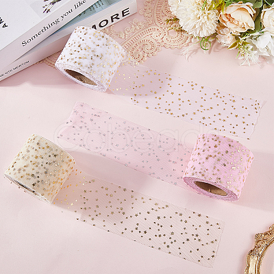 3 Rolls 3 Colors Polyester Organza Ribbons for Sewing Decoration OCOR-CY0002-23-1