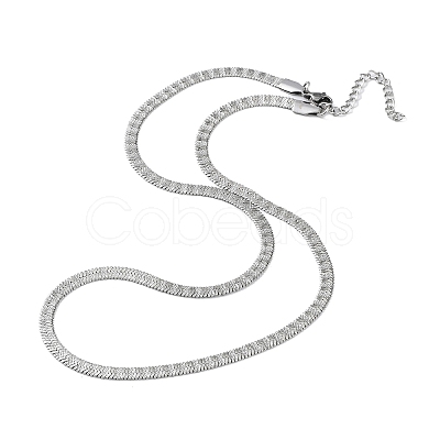 Non-Tarnish 201 Stainless Steel Herringbone Chain Necklaces NJEW-P282-01P-1