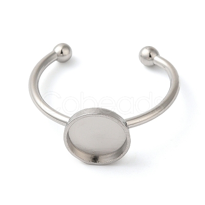 Non-Tarnish 304 Stainless Steel Open Cuff Ring Components X-STAS-I306-05B-P-1