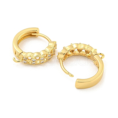 Rack Plating Brass Micro Pave Cubic Zirconia Hoop Earring Findings EJEW-C102-21B-G-1