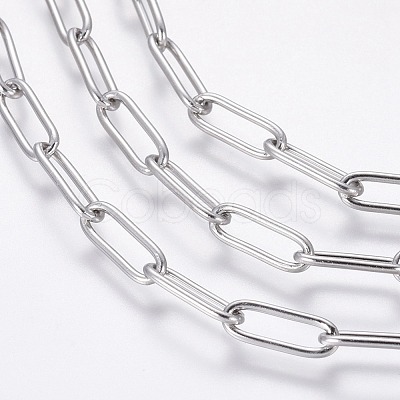 Tarnish Resistant 3.28 Feet Handmade 304 Stainless Steel Paperclip Chains X-STAS-F230-15P-1