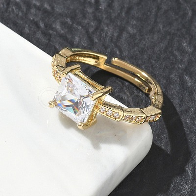 Brass & Clear Cubic Zirconia Finger Rings CU-CBA7E55-09G-1