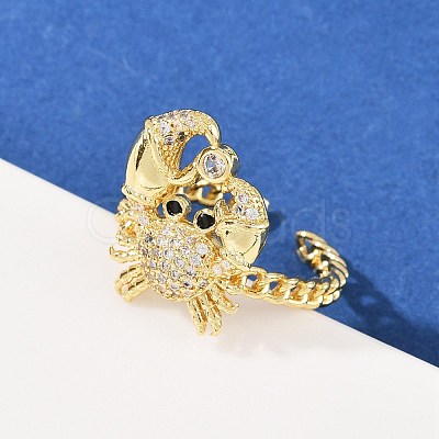 Brass Micro Pave Cubic Zirconia Cuff Rings RJEW-P167-02B-G-1