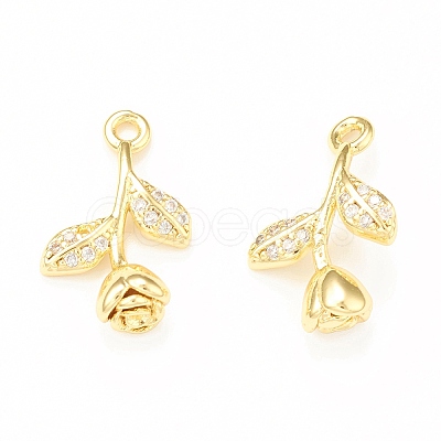 Brass Micro Pave Cubic Zirconia Charms KK-P228-42G-1