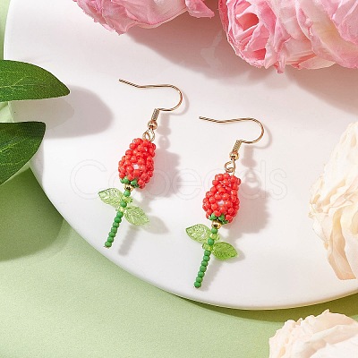 Stainless Steel Glass Flower Dangle Earrings EJEW-MZ00574-03-1