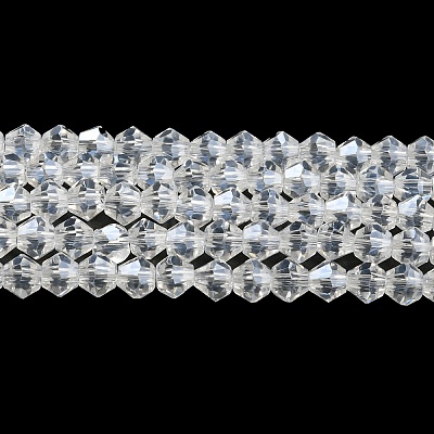 Transparent Electroplate Glass Beads Strands GLAA-F029-4mm-C13-1