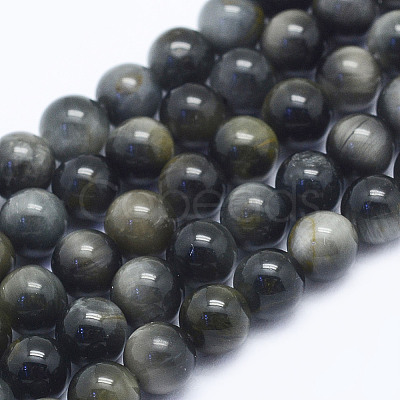 Natural Hawk's Eye Beads Strands G-L478-02-4mm-1