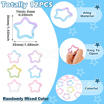 12Pcs Spray Paint Alloy Spring Gate Rings FIND-TA0010-90-1