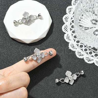 SHEGRACE Brass Micro Pave Clear Cubic Zirconi Fold Over Clasps XGRQ6B427-888P-1