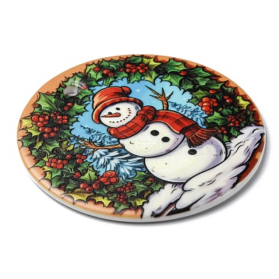 Christmas Handmade Printed Porcelain Big Pendants PORC-F009-04-1