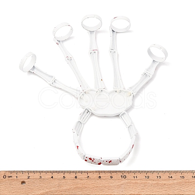Halloween Spray Printed Alloy Finger Ring Stretch Bracelets LS-BJEW-P367-02-1