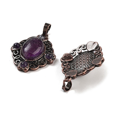 Natural Amethyst Rhombus Pendants G-K363-02R-04-1