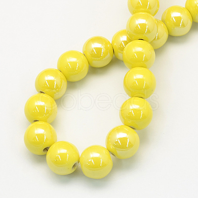 Pearlized Handmade Porcelain Round Beads X-PORC-S489-8mm-10-1