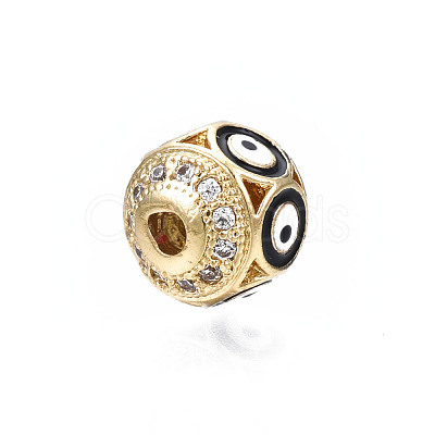 Brass Micro Pave Cubic Zirconia Beads KK-N227-84A-1