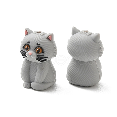 British Shorthair Cat Shape Food Grade Silicone Focal Beads SL-CBAAE23-04-1