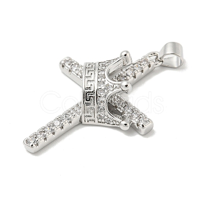 Rack Plating Brass Micro Pave Cubic Zirconia Pendants KK-F869-10P-1