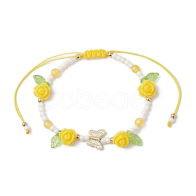 Glass Seed Bead and Resin Braided Bead Bracelets for Women BJEW-MZ00237-01-1