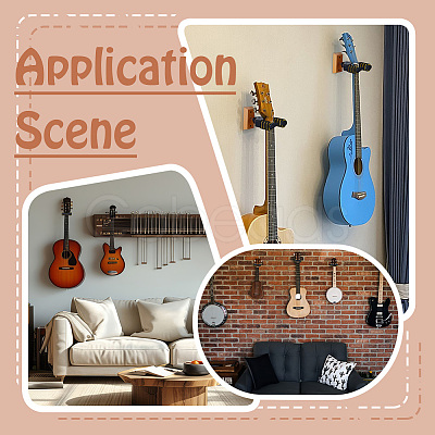 4Pcs Wood with Iron Wall Mounted Guitar Hanger ODIS-AR0001-17-1