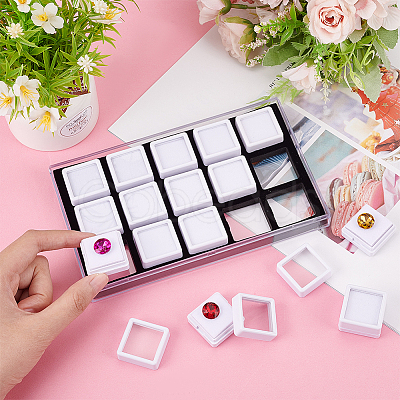 15Pcs Mini Square Acrylic Glass Window Boxes Sets CON-WH0088-43B-1
