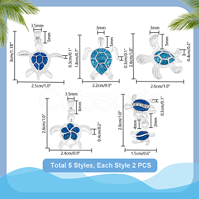 10Pcs 5 Styles Zinc Alloy Enamel Pendants FIND-PH0022-12-1